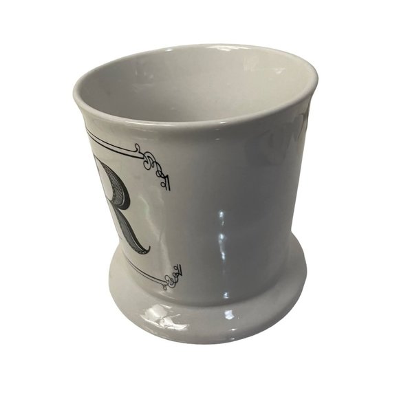 HOME ESSENTIALS Mug Cup Monogram R Scroll Pedestal Bottom Ceramic Wide Brim - Picture 3 of 6